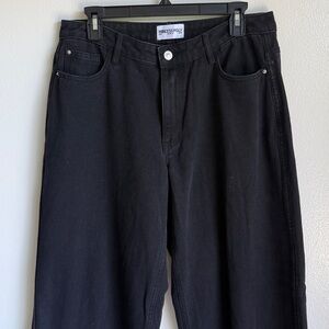 Princess Polly Black Wide Leg Baggy Jeans, High Waisted, Size 8